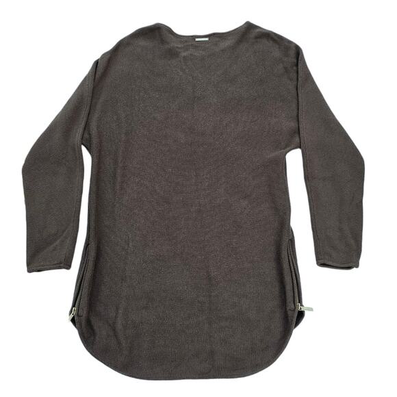 Brown Side Zip Sweater MMK Size Large Hi Low Round Hem Knit Top L Michael Kors - Picture 8 of 9